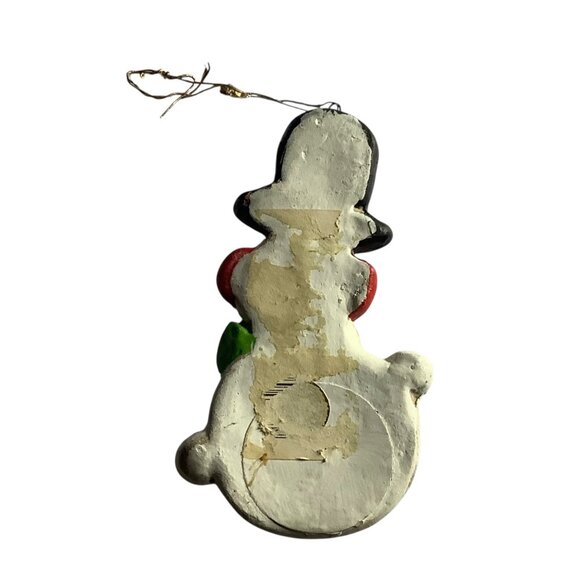 Vtg Snowman Christmas Ornament With Scarf Hat 3.75” Holiday Decoration - Picture 2 of 3